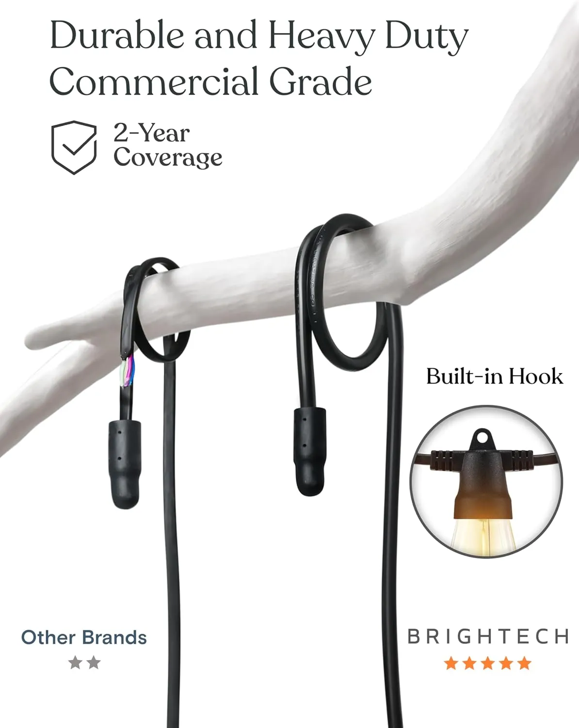 Brightech 104 (93 11) FT Ambience Pro Solar Powered Outdoor LED String Lights - Waterproof Remote Control Lights - 32 Bulbs, 7W Solar Powered Soft White Light for Camping, Patio, Garden