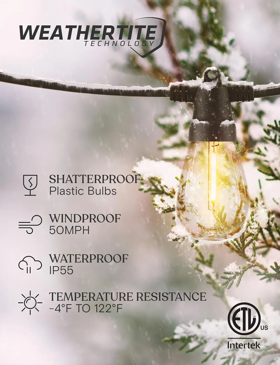 Brightech 104 (93 11) FT Ambience Pro Solar Powered Outdoor LED String Lights - Waterproof Remote Control Lights - 32 Bulbs, 7W Solar Powered Soft White Light for Camping, Patio, Garden