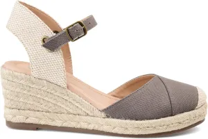 Brinley Co Comfort Womens Espadrille Ankle Strap Wedge Grey, 8 Regular US