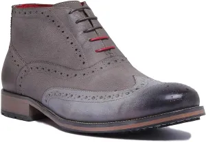 Bruno A-Mid Brogue Boot Zip On Side (Size 13, Grey)
