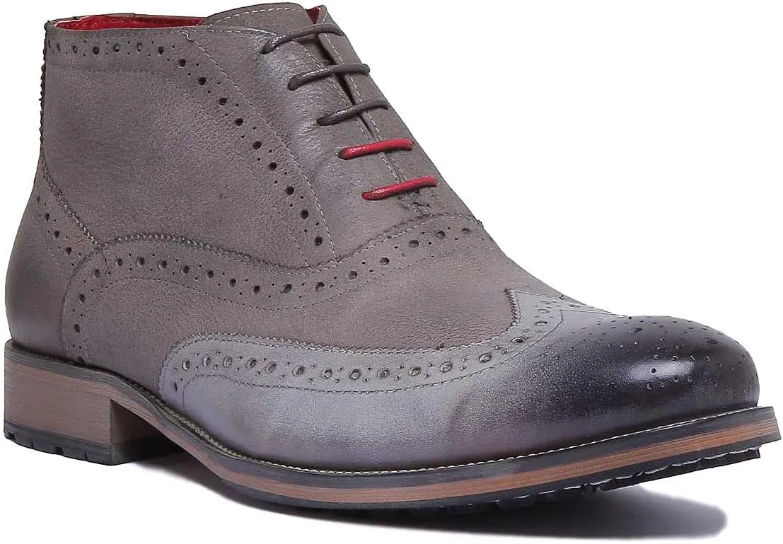 Bruno A-Mid Brogue Boot Zip On Side (Size 13, Grey)
