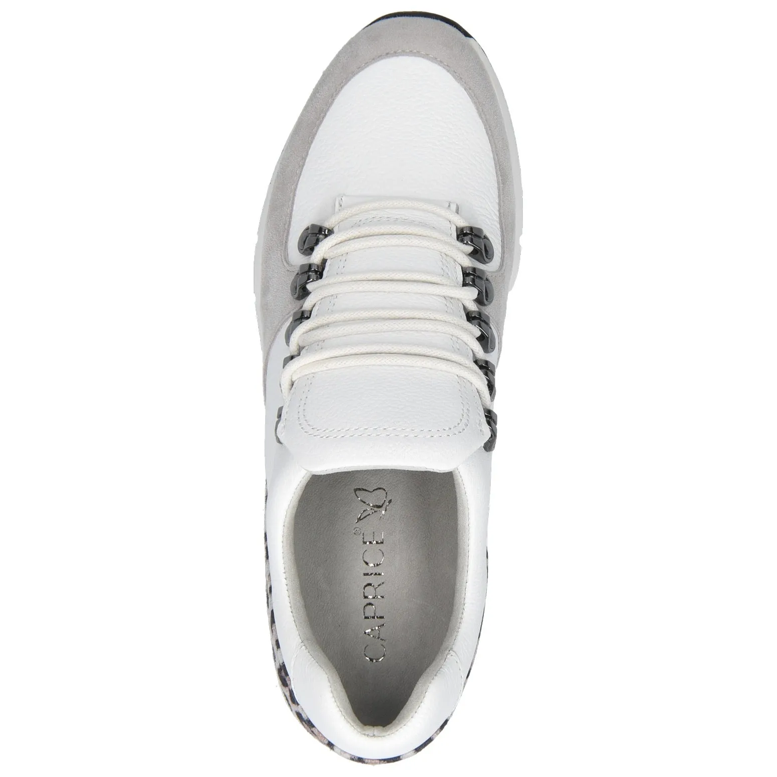 CAPRICE - LACED FASHION TRAINER - WHITE/LEOPARD