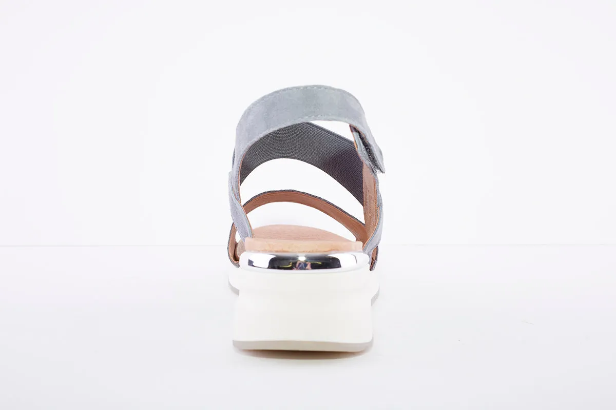 CAPRICE - LOW WEDGE SLING BACK SANDAL - JEANS COMBI