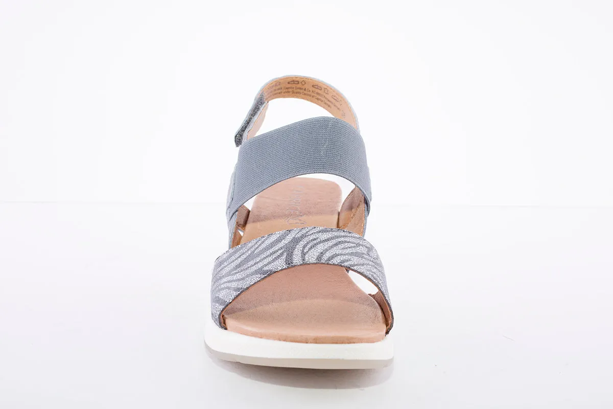 CAPRICE - LOW WEDGE SLING BACK SANDAL - JEANS COMBI