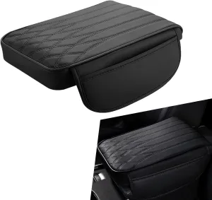 Car Armrest Pad, Car Center Console Cover Memory Cotton Elbow Pressure Relief Mat, Multi-Functional Anti-Scratch Protective Pad with Side Storage Pockets, Universal for Cars (Black)