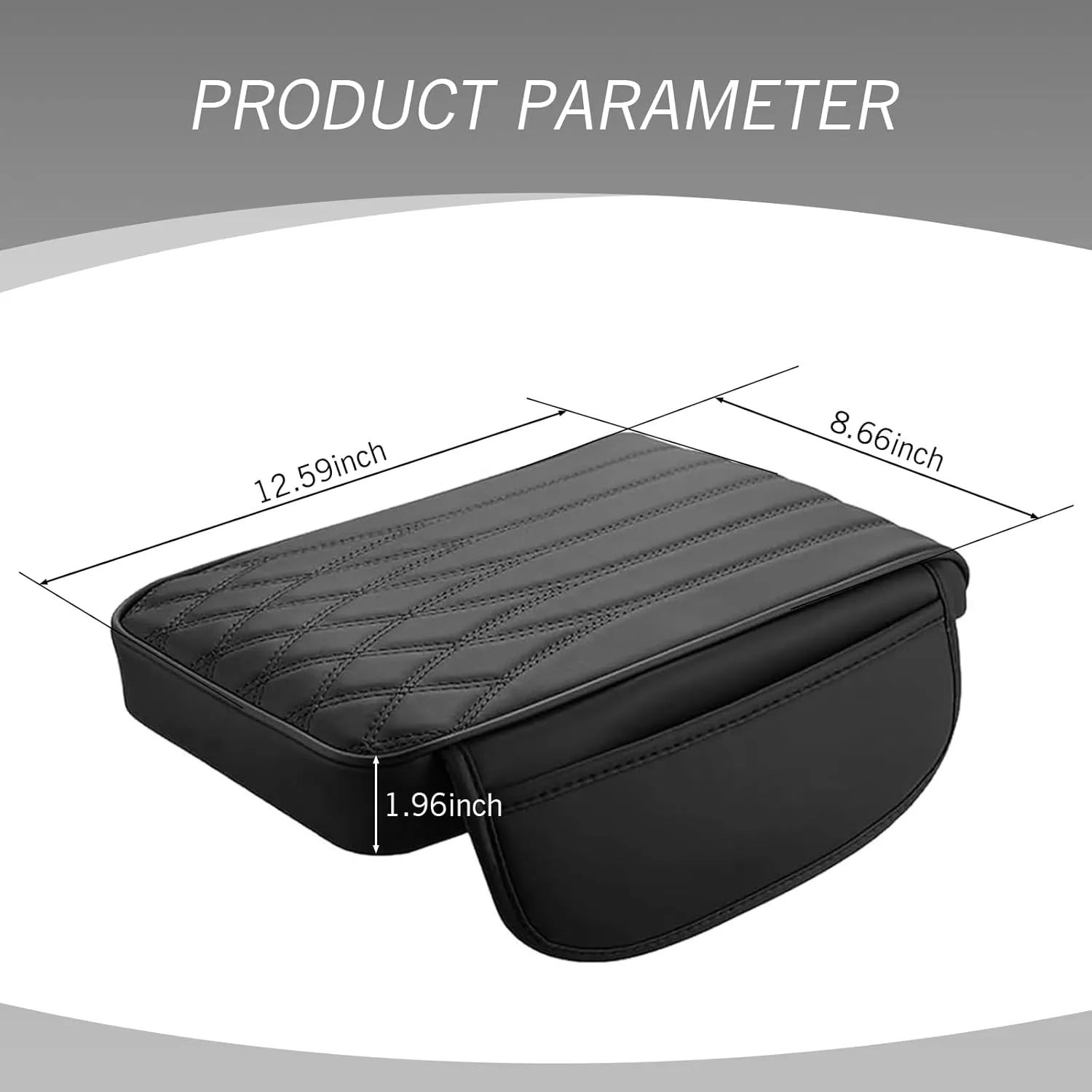 Car Armrest Pad, Car Center Console Cover Memory Cotton Elbow Pressure Relief Mat, Multi-Functional Anti-Scratch Protective Pad with Side Storage Pockets, Universal for Cars (Black)
