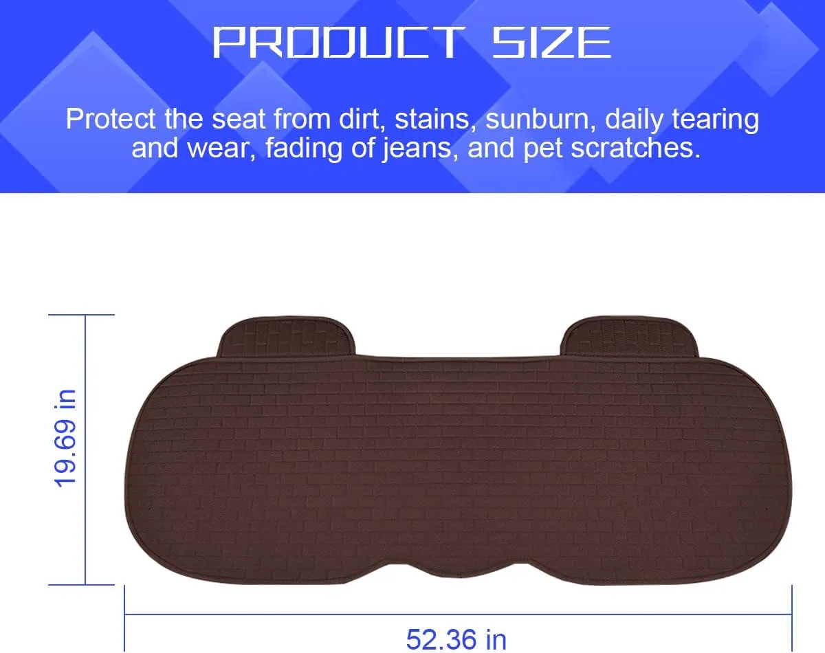 Car Back Seat Cover, Anti-Slip Long Vehicle Rear Bench Protectors with Storage Pocket, Breathable Comfortable Auto Interior Seating Bottom Protection Accessories, Universal Fit (Coffee)