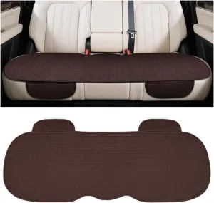 Car Back Seat Cover, Anti-Slip Long Vehicle Rear Bench Protectors with Storage Pocket, Breathable Comfortable Auto Interior Seating Bottom Protection Accessories, Universal Fit (Coffee)