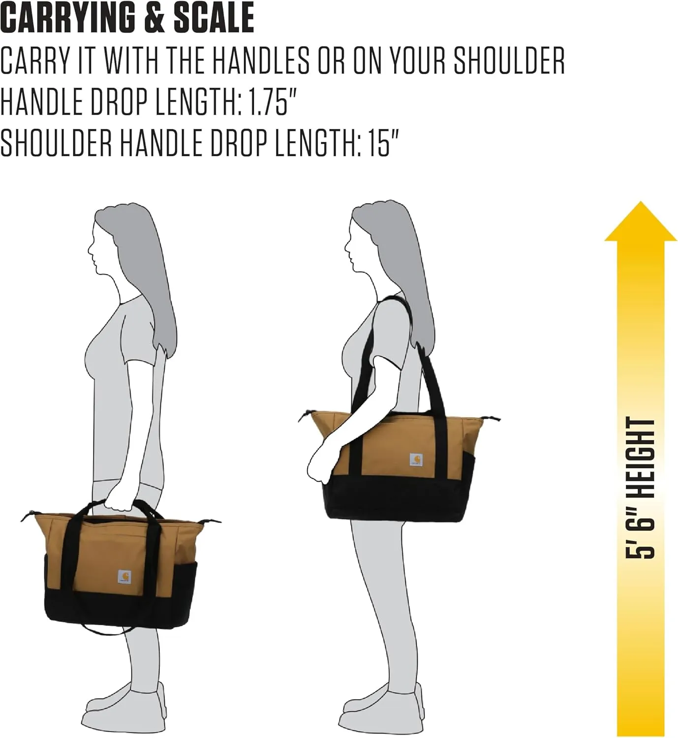 Carhartt Horizontal Zip Classic Laptop Tote Bag, Durable Water Repellent Material W/ 17" Tablet Sleeve