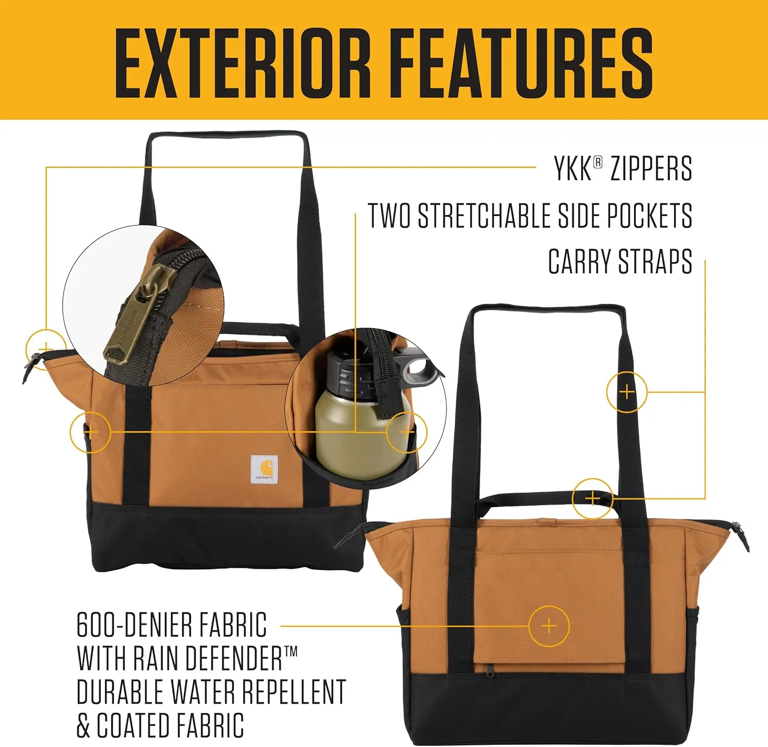 Carhartt Horizontal Zip Classic Laptop Tote Bag, Durable Water Repellent Material W/ 17" Tablet Sleeve