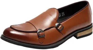 Casual Dress Loafer Slip On Shock Absorption Shoes for Men Classic Dress Breathable Lining Shoes for Mens Men's Buckle Monk Rubber Soft Sole Shoes