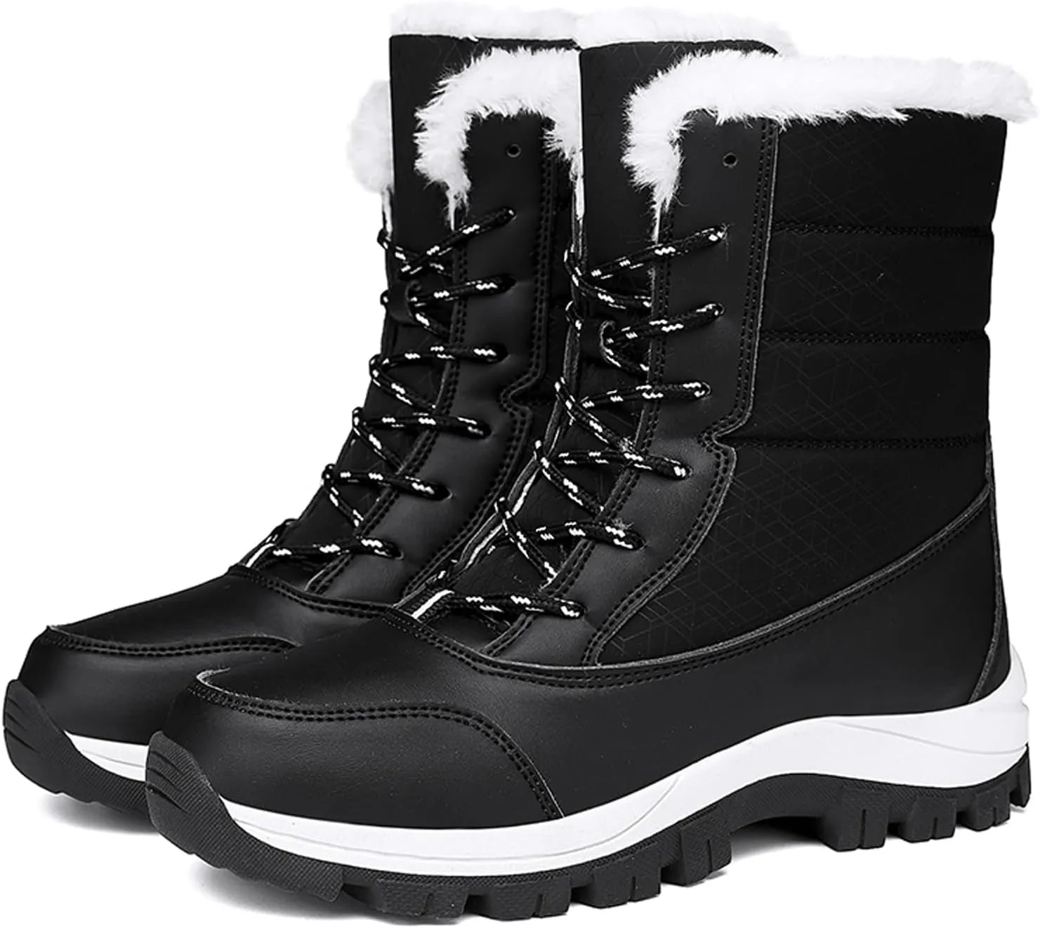 CERYTHRINA Womens Waterproof Booties Lightweight Winter Fur Lined Walking Boots Anti-Slip Outdoor Snow Boots