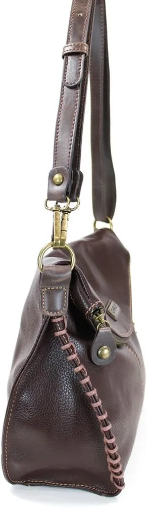 Chala Charming Crossbody Bag Shoulder Handbag With Flap Top and Zipper Black/Dark Brown