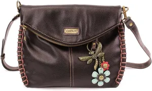 Chala Charming Crossbody Bag Shoulder Handbag With Flap Top and Zipper Black/Dark Brown