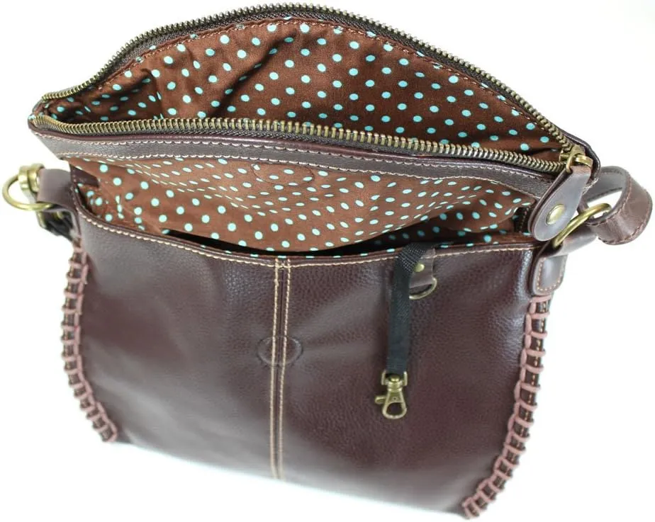Chala Charming Crossbody Bag Shoulder Handbag With Flap Top and Zipper Black/Dark Brown