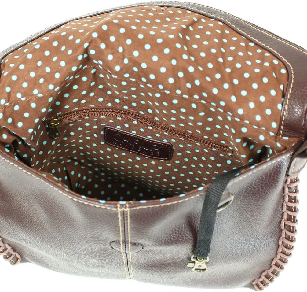 Chala Charming Crossbody Bag Shoulder Handbag With Flap Top and Zipper Black/Dark Brown