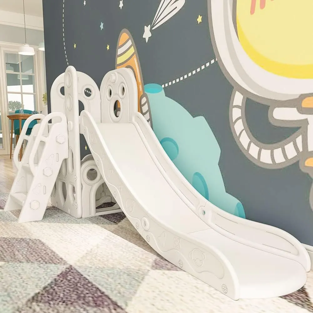 Children's Slide Suitable for Children Age 1-12 Years Old to Play and Climb on The Slide. Equipped with Basketball and Storage Space Suitable for Indoor and Outdoor use