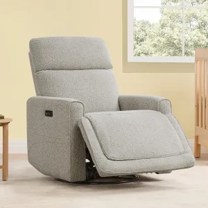 CHITA Electronic Power Recliner Chair Swivel Glider, FSC Certified Modern Nursery Rocking Chair with USB and Type-C Ports, Light Grey
