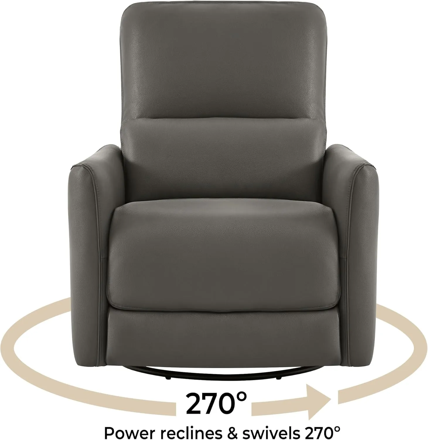 CHITA Power Recliner Chair Swivel Glider, FSC Certified Upholstered Faux Leather Living Room Nursery Reclining Sofa Chair with Lumbar Support, Charcoal