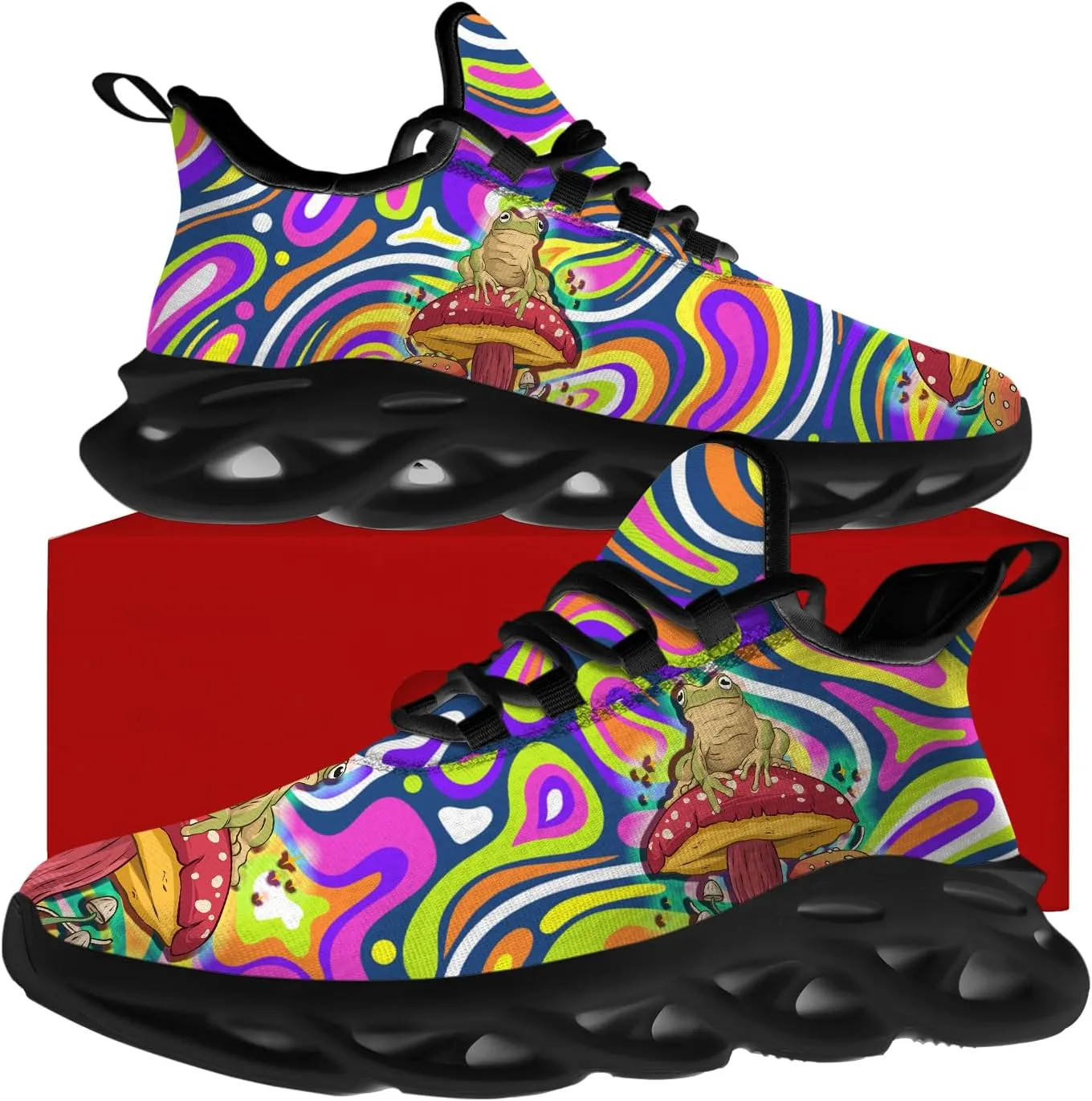 Ciadoon Mushroom Shoes for Women Men Road Running Walking Tennis Breathable Lightweight Sneakers Athletic Shoes Gifts for Men Women