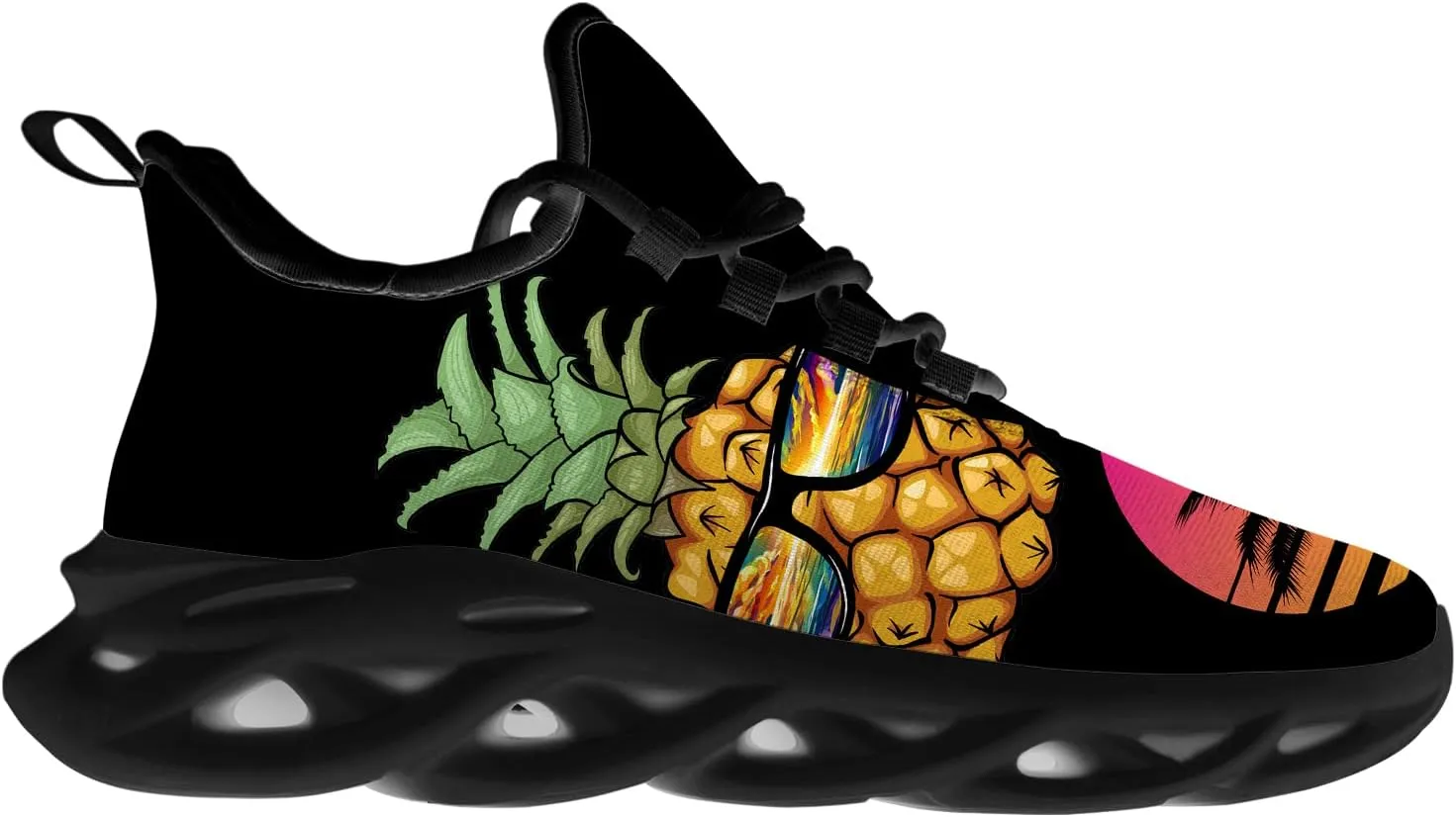 Ciadoon Pineapple Shoes for Women Men Road Running Athletic Walking Tennis Lightweight Sneakers Summer Tropical Shoes Gifts for Him Her