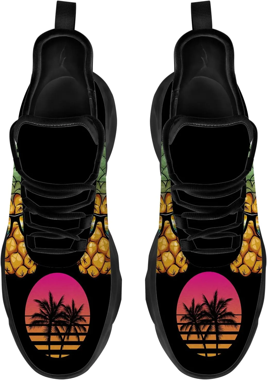 Ciadoon Pineapple Shoes for Women Men Road Running Athletic Walking Tennis Lightweight Sneakers Summer Tropical Shoes Gifts for Him Her