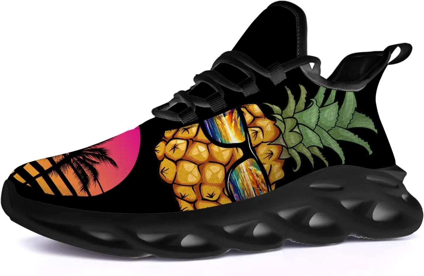 Ciadoon Pineapple Shoes for Women Men Road Running Athletic Walking Tennis Lightweight Sneakers Summer Tropical Shoes Gifts for Him Her