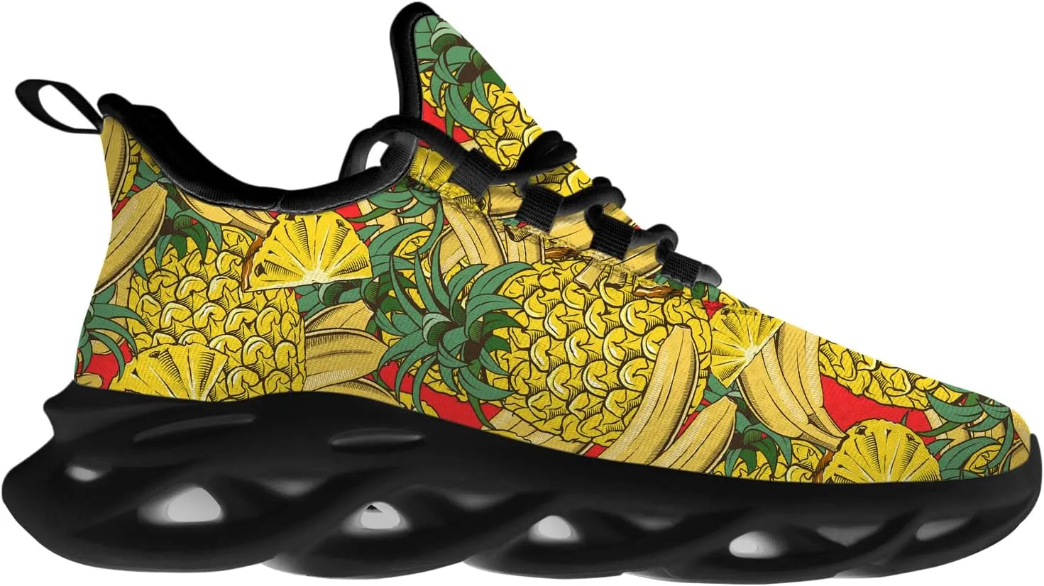 Ciadoon Pineapple Shoes for Women Men Road Running Athletic Walking Tennis Lightweight Sneakers Summer Tropical Shoes Gifts for Him Her