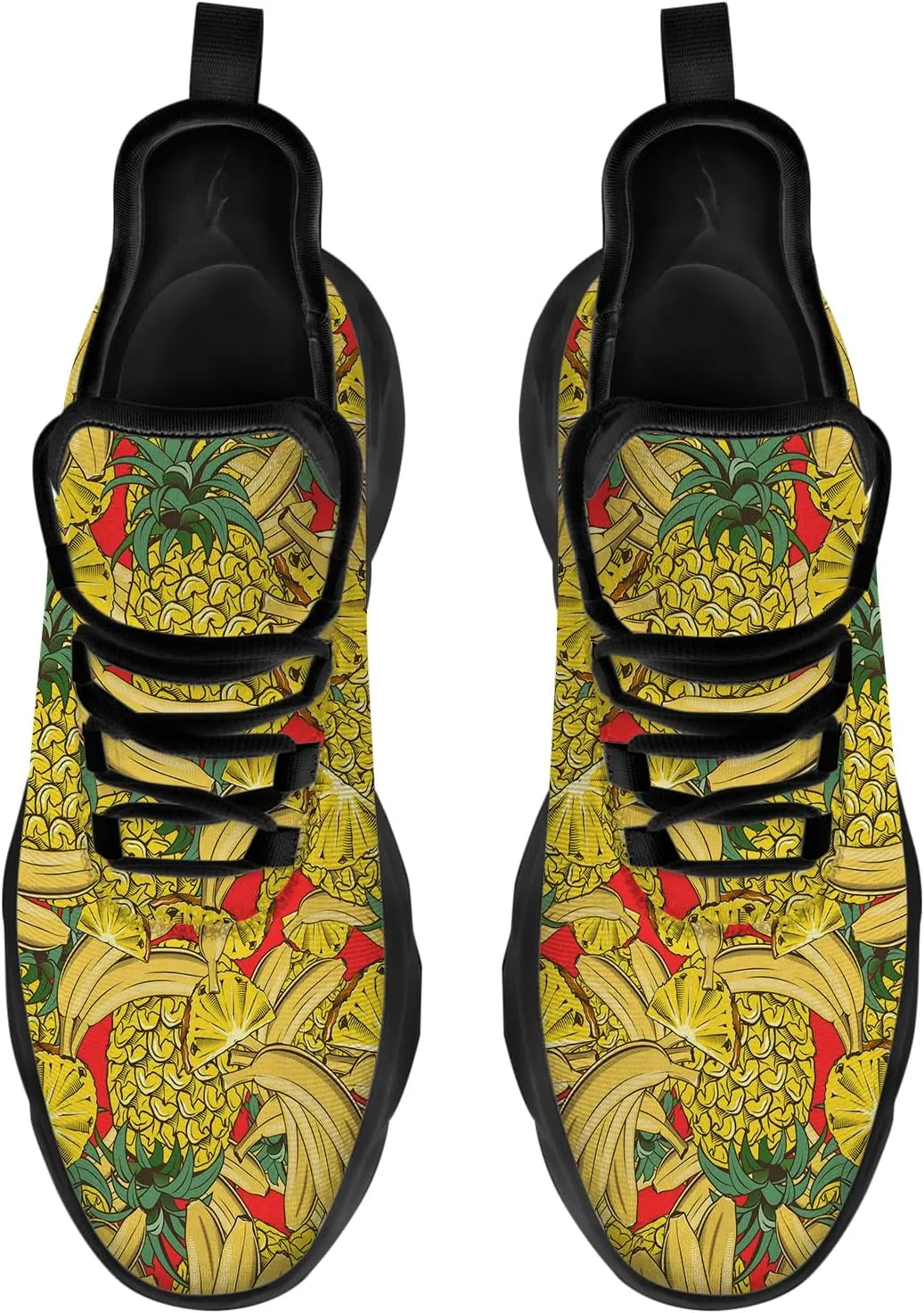 Ciadoon Pineapple Shoes for Women Men Road Running Athletic Walking Tennis Lightweight Sneakers Summer Tropical Shoes Gifts for Him Her