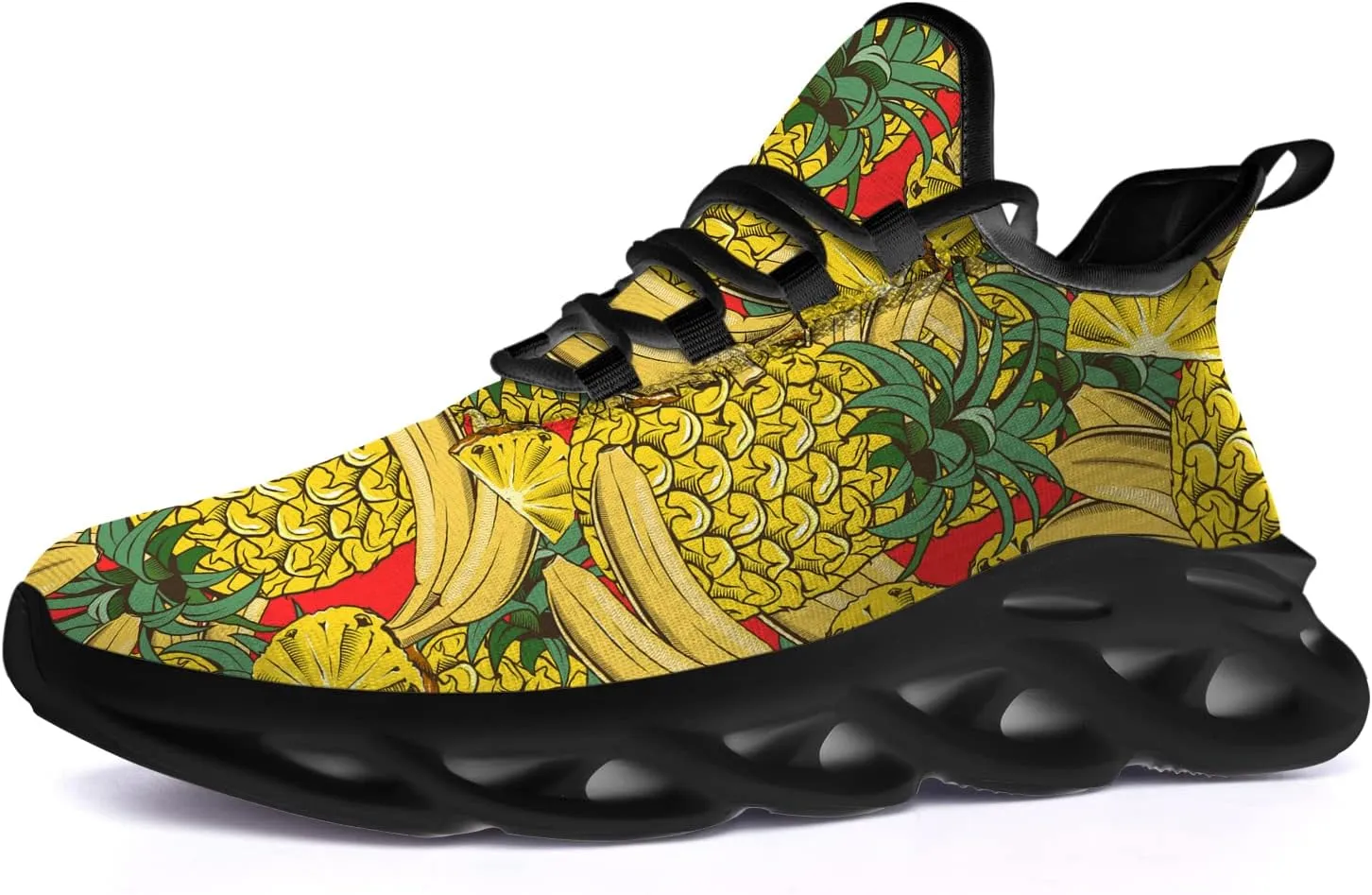 Ciadoon Pineapple Shoes for Women Men Road Running Athletic Walking Tennis Lightweight Sneakers Summer Tropical Shoes Gifts for Him Her
