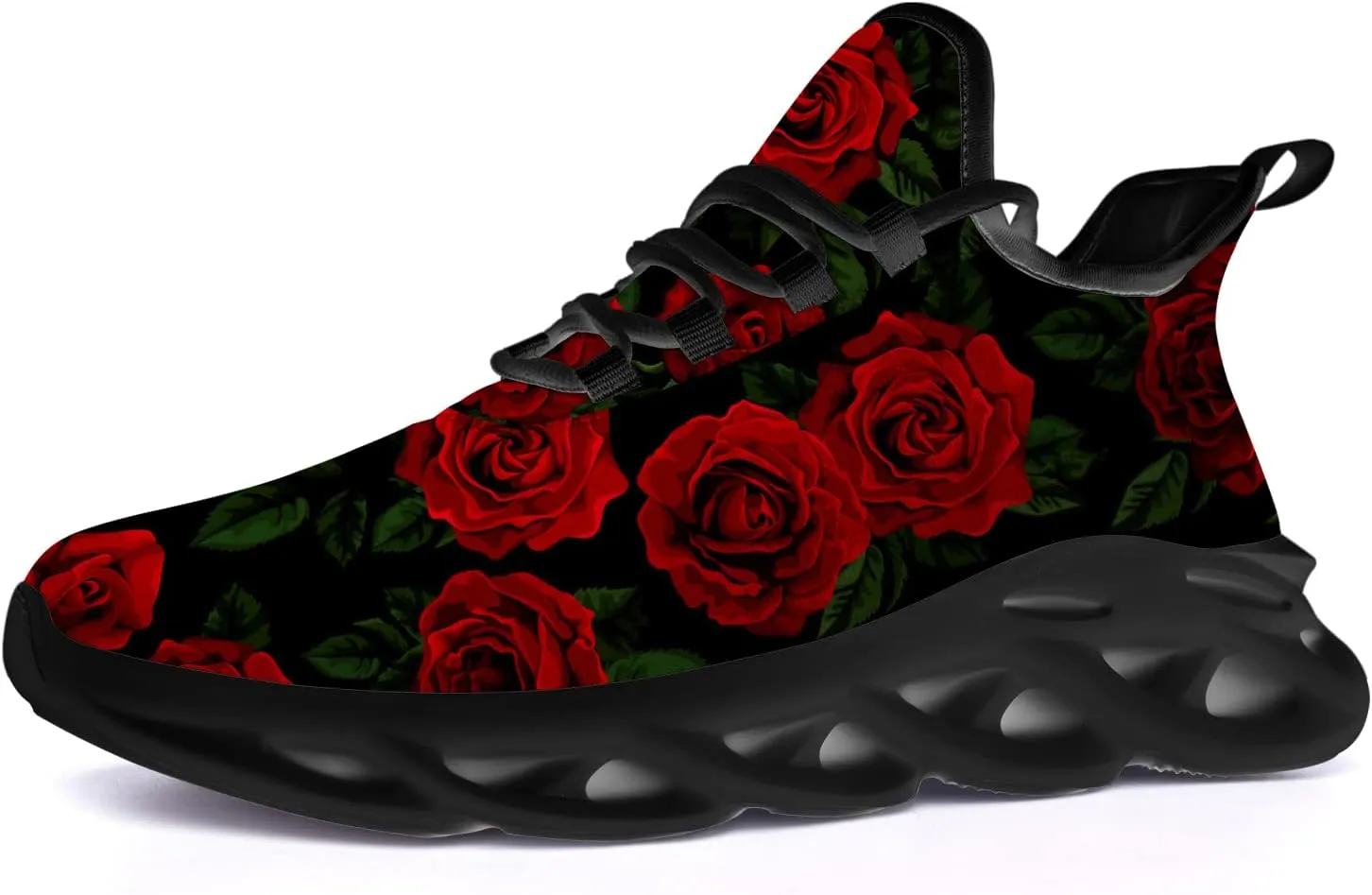 Ciadoon Rose Shoes for Men Women Road Running Shoes Non-Slip Walking Tennis Sneakers Cross Trainer Shoes Gifts