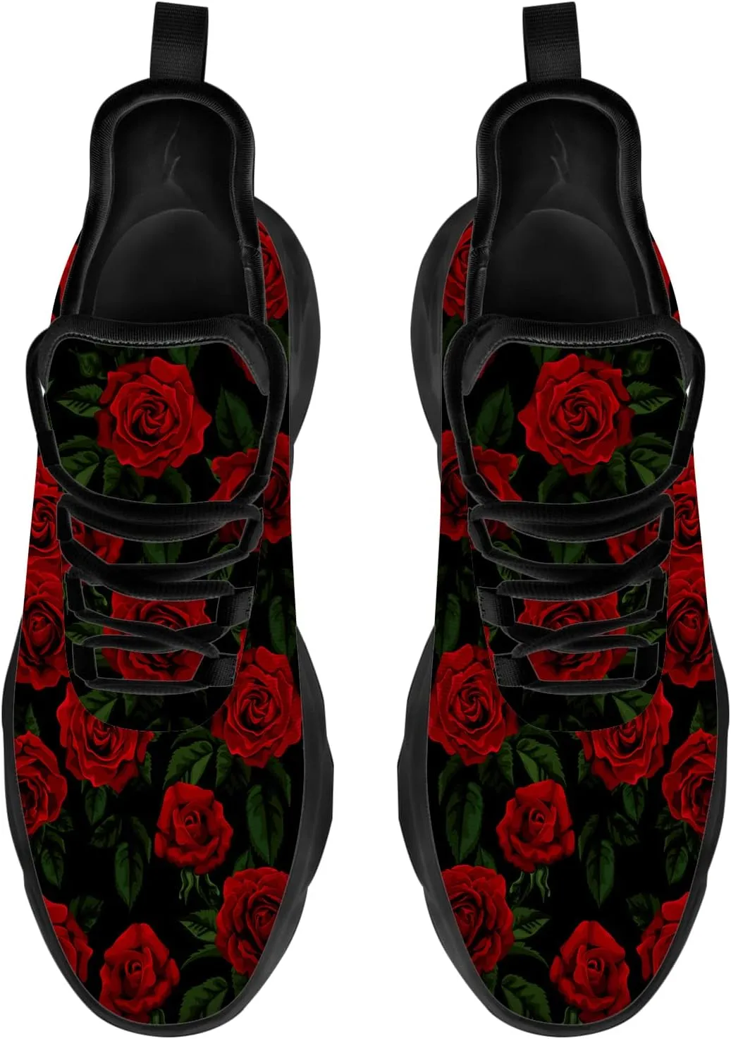 Ciadoon Rose Shoes for Men Women Road Running Shoes Non-Slip Walking Tennis Sneakers Cross Trainer Shoes Gifts