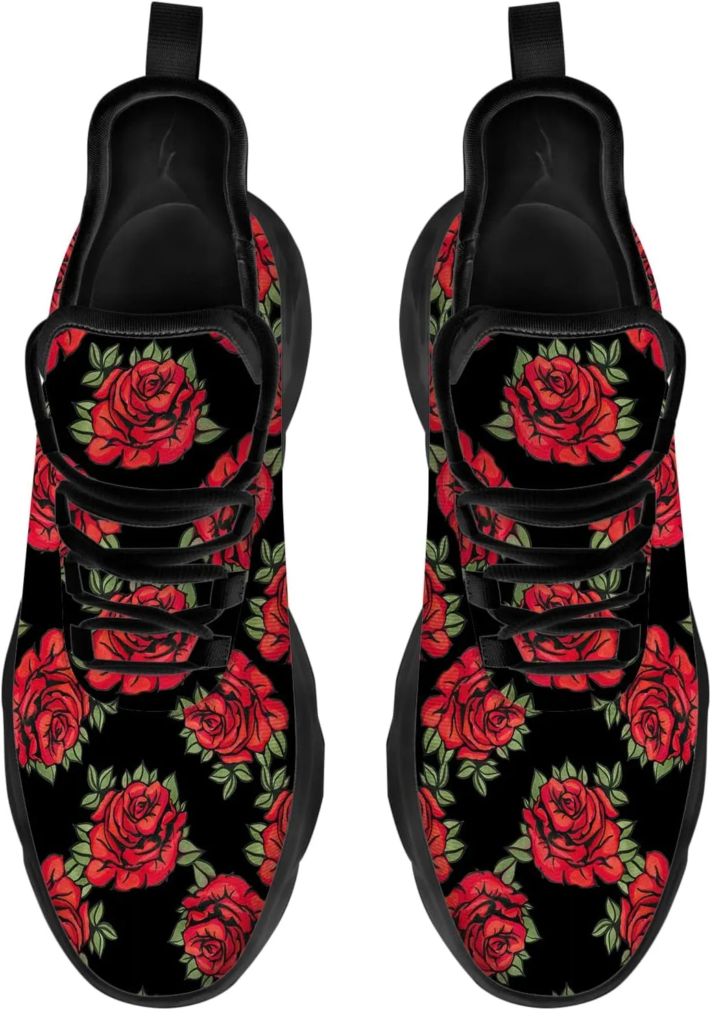 Ciadoon Rose Shoes for Men Women Road Running Shoes Non-Slip Walking Tennis Sneakers Cross Trainer Shoes Gifts