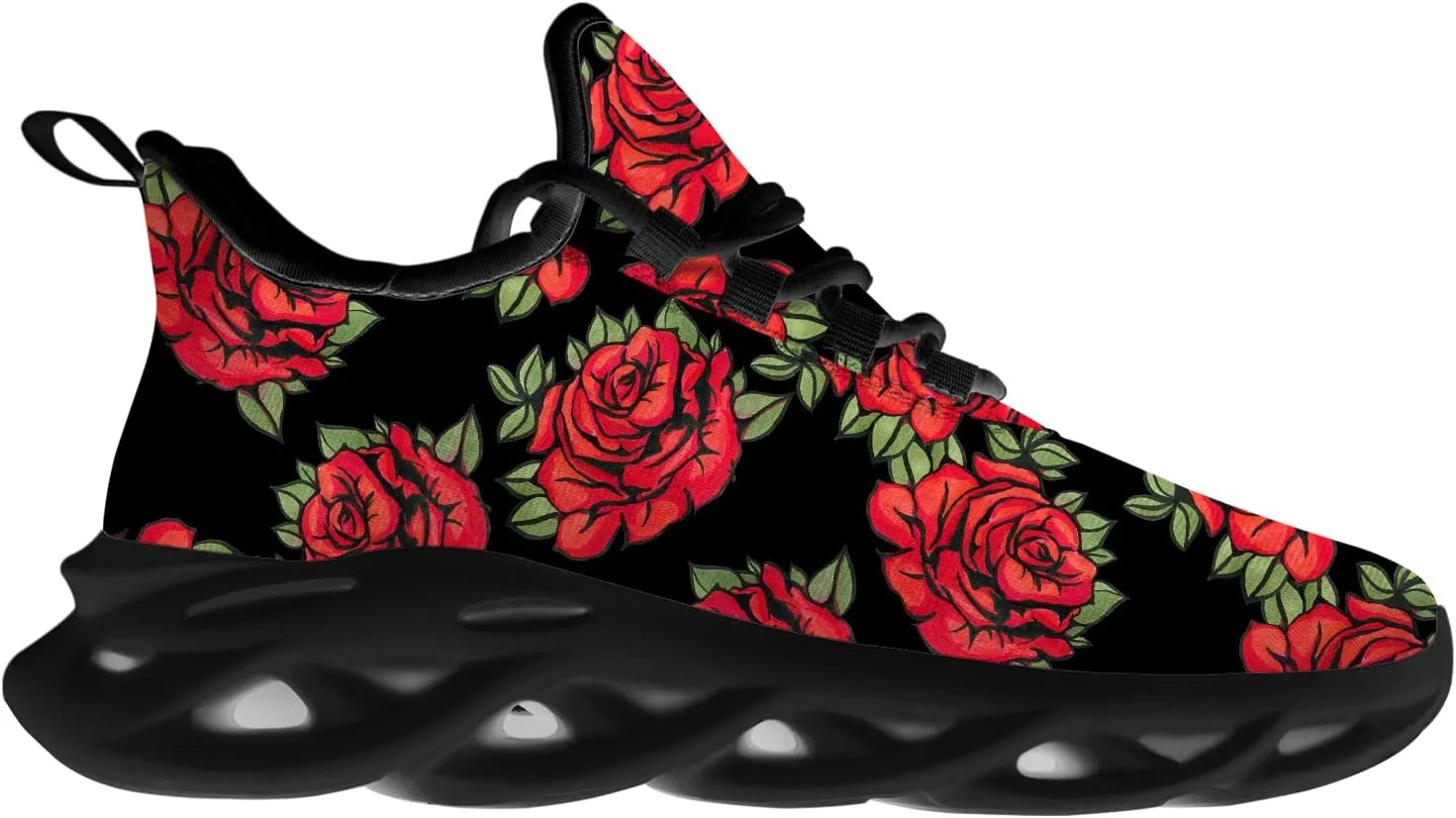Ciadoon Rose Shoes for Men Women Road Running Shoes Non-Slip Walking Tennis Sneakers Cross Trainer Shoes Gifts