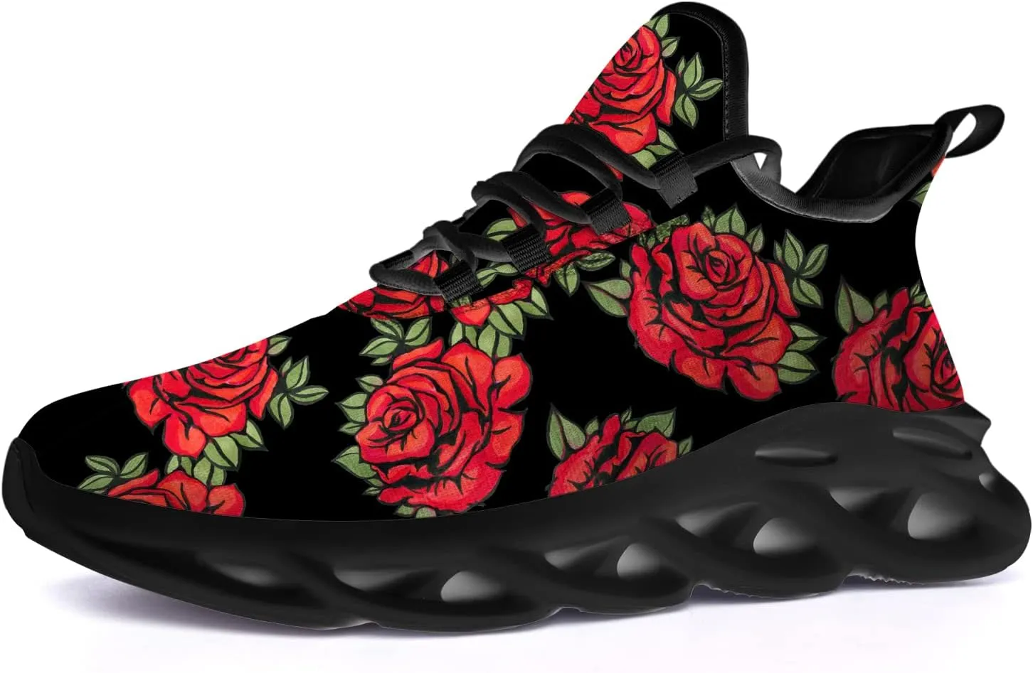 Ciadoon Rose Shoes for Men Women Road Running Shoes Non-Slip Walking Tennis Sneakers Cross Trainer Shoes Gifts