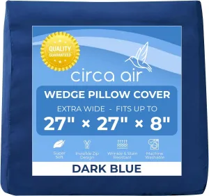 Circa Air Wedge Pillow Cover - Ultra Soft 100% Microfiber Wedge Pillow Case (27x27x8), Zip Cover, Extra Wide Large