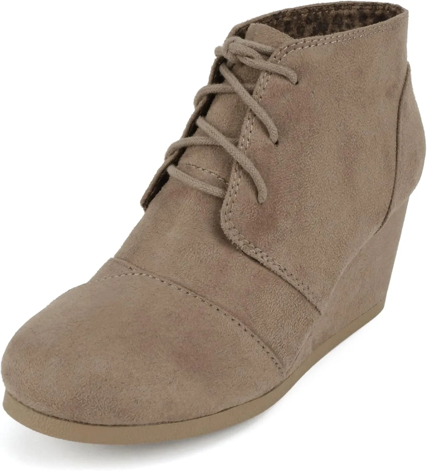 CITYCLASSIFIED “REX” ~ Women Lace Up Rounded Toe Low Wedge Ankle Bootie