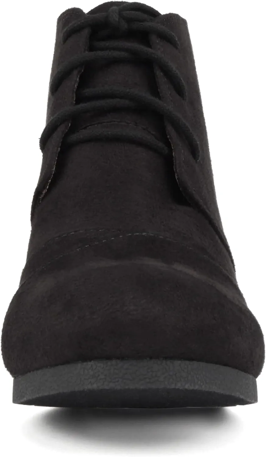 CITYCLASSIFIED “REX” ~ Women Lace Up Rounded Toe Low Wedge Ankle Bootie