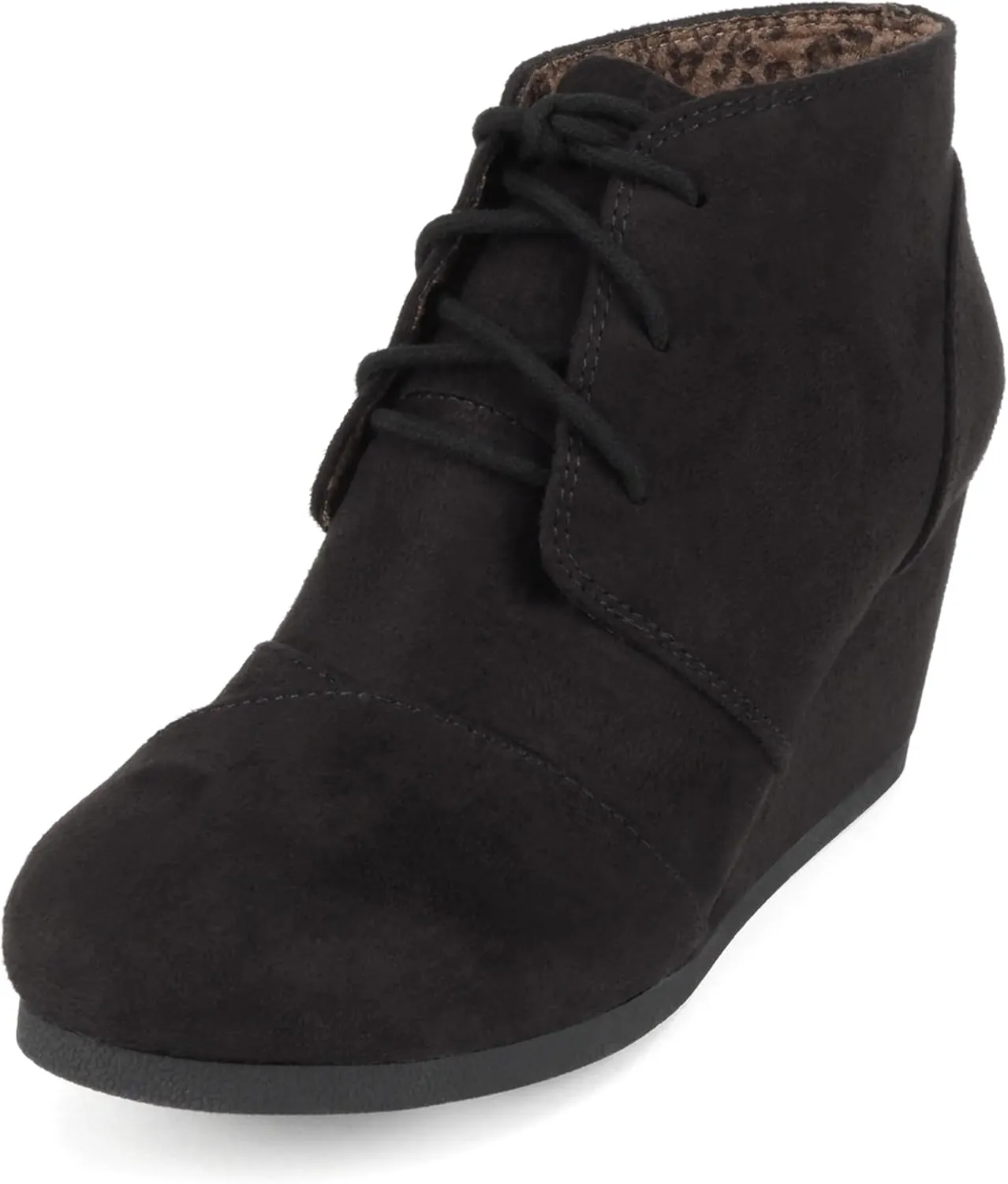 CITYCLASSIFIED “REX” ~ Women Lace Up Rounded Toe Low Wedge Ankle Bootie