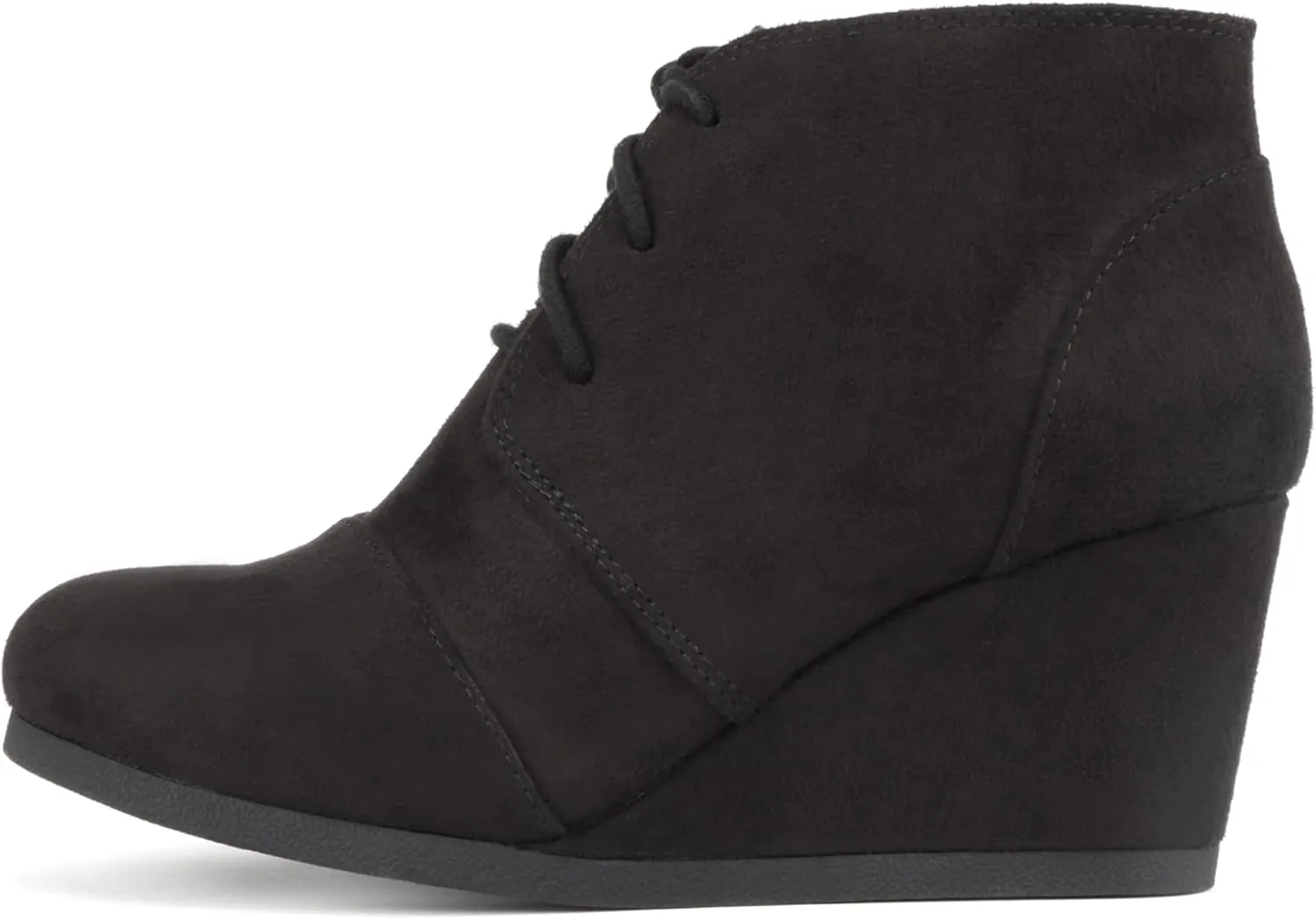 CITYCLASSIFIED “REX” ~ Women Lace Up Rounded Toe Low Wedge Ankle Bootie