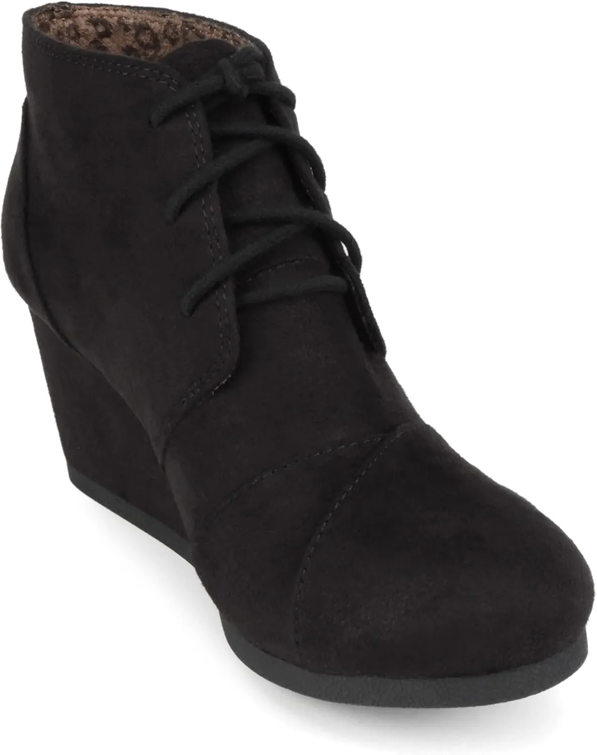 CITYCLASSIFIED “REX” ~ Women Lace Up Rounded Toe Low Wedge Ankle Bootie