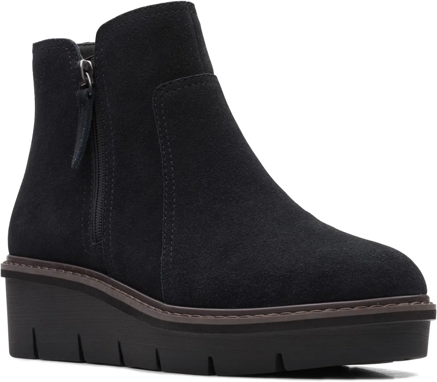 Clarks Women's Airabell Zip Ankle Boot, Black Suede, 11 Medium