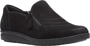 Clarks Women's Tamzen Zip Loafer, Black Nubuck, Size 6.5