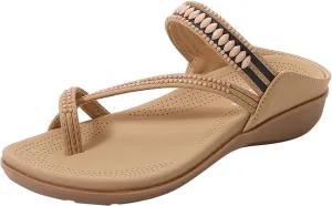 Clip Toe Sandals for Women Comfort Wedge Slip On Flip Flops Summer Casual Roman Shoes Lightweight Comfortable Outdoor Beach Shoes Slipper