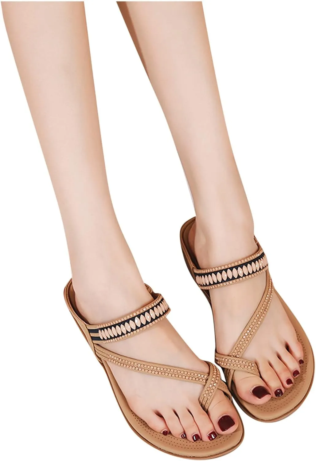 Clip Toe Sandals for Women Comfort Wedge Slip On Flip Flops Summer Casual Roman Shoes Lightweight Comfortable Outdoor Beach Shoes Slipper
