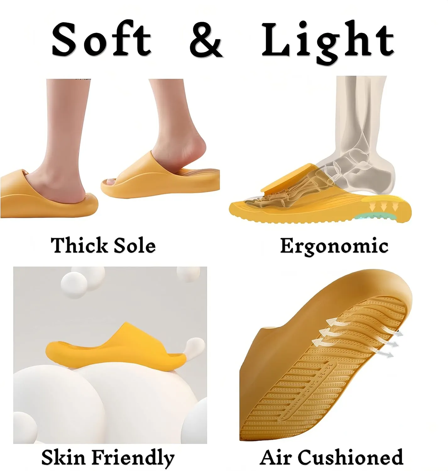 Cloud Pillow Comfy Slippers for Women and Men Thick Sole Cute Soft Cushion Platform Non-Slip Quick Drying Open Toe Home House Bathroom Bedroom Slides Lightweight EVA Sandals Indoor and Outdoor Shoes