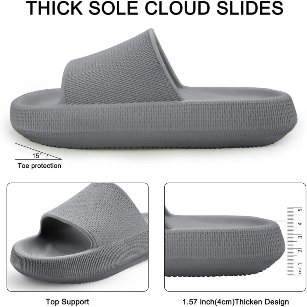 Cloud Slides For Women and Men,Pillow Slippers Bathroom Sandals,EVA Non Slip Thick Sole Platform Shoes