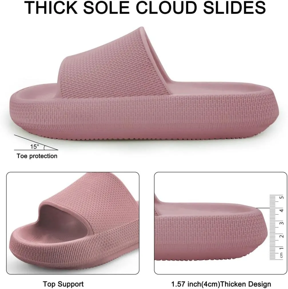 Cloud Slides For Women and Men,Pillow Slippers Bathroom Sandals,EVA Non Slip Thick Sole Platform Shoes