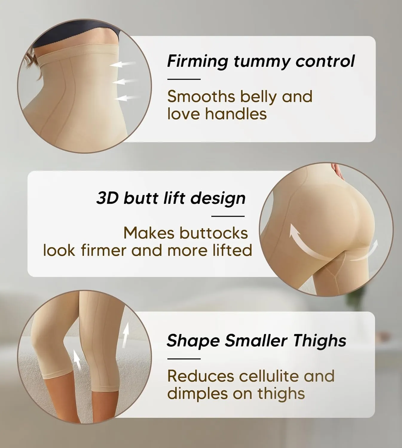 Compression Capri Leggings for Women Tummy Control Shapewear Pants High Waisted Trainer Leggings Thigh Slimmer