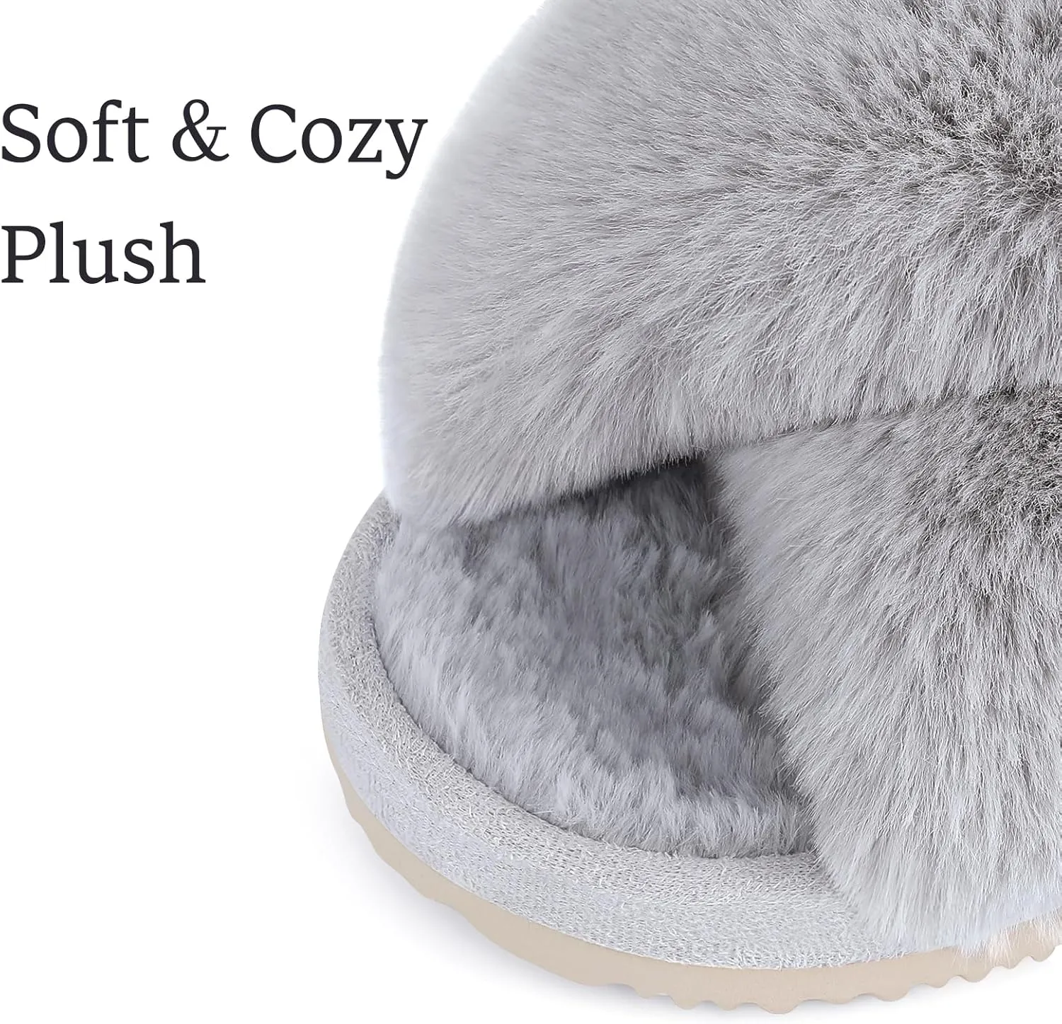 Comwarm Women's Cross Band Fuzzy Slippers Fluffy Open Toe House Slippers Cozy Plush Bedroom Shoes Indoor Outdoor